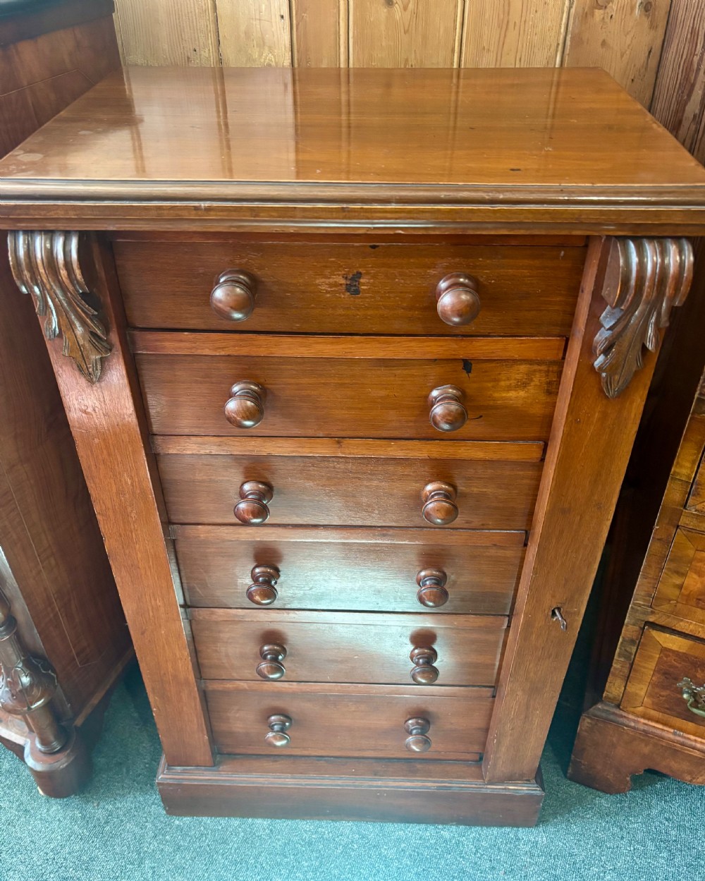 Victorian walnut Wellington chest View IV