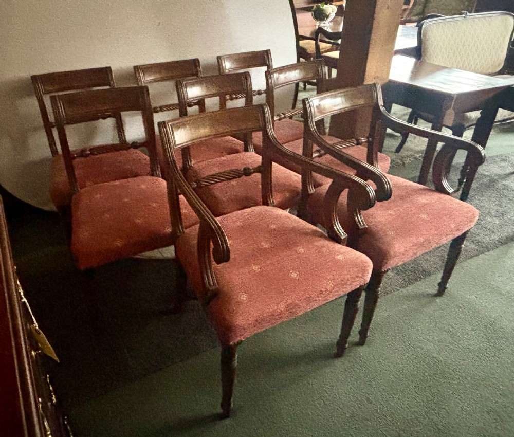 Set of eight Regency rope-twist mahogany dining chairs View XIV