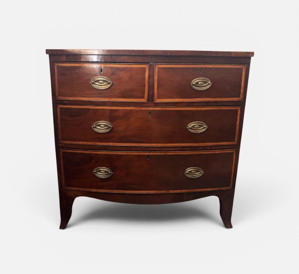 Regency mahogany small bow front chest of drawers