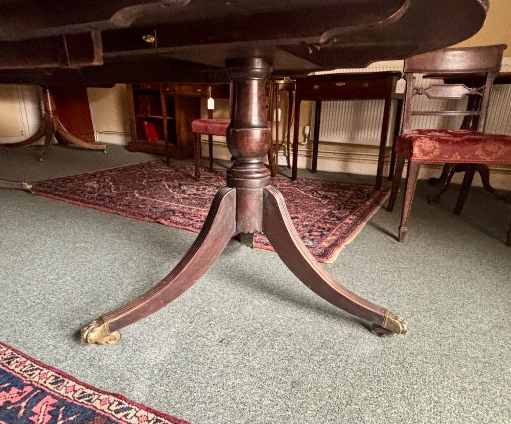 Large Regency design mahogany twin pillar dining table View VIII