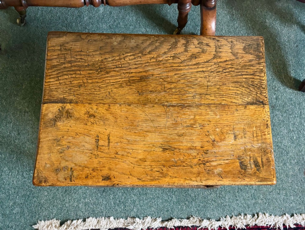 Carved oak box stool View IV