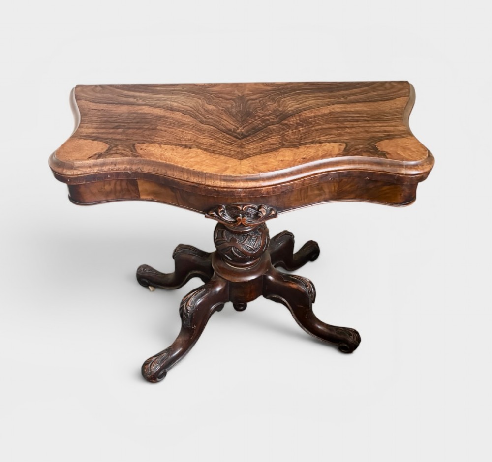Victorian figured walnut card table