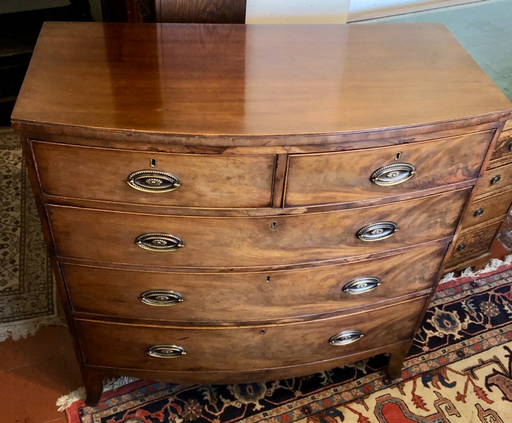 Regency Mahogany Bow-Front Chest Of Drawers View III