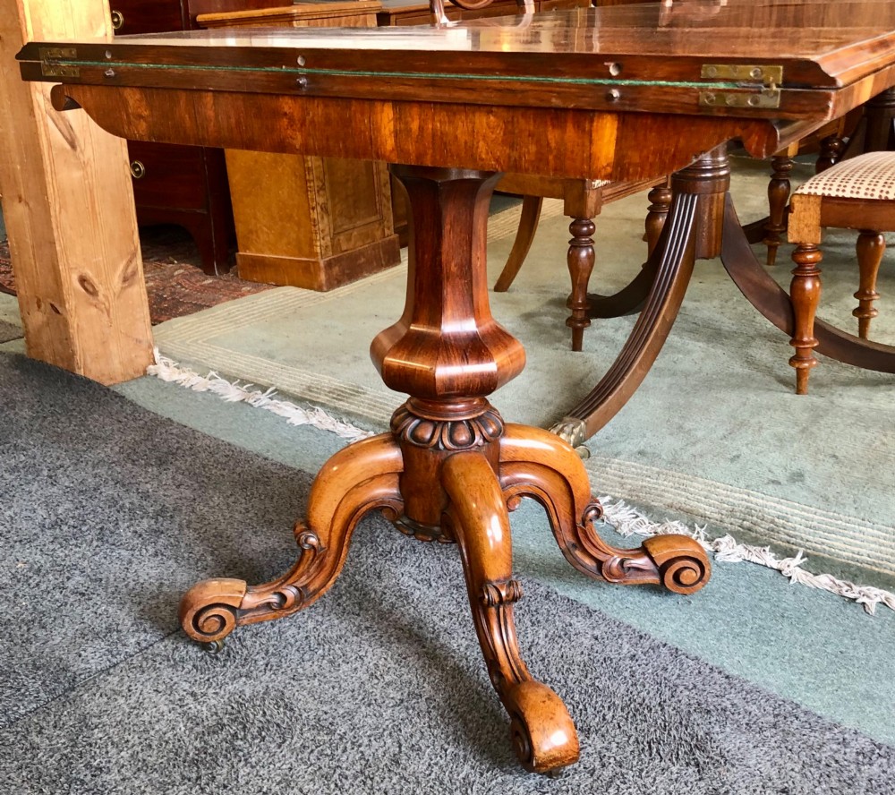 Fine 19th century rosewood card table View XII