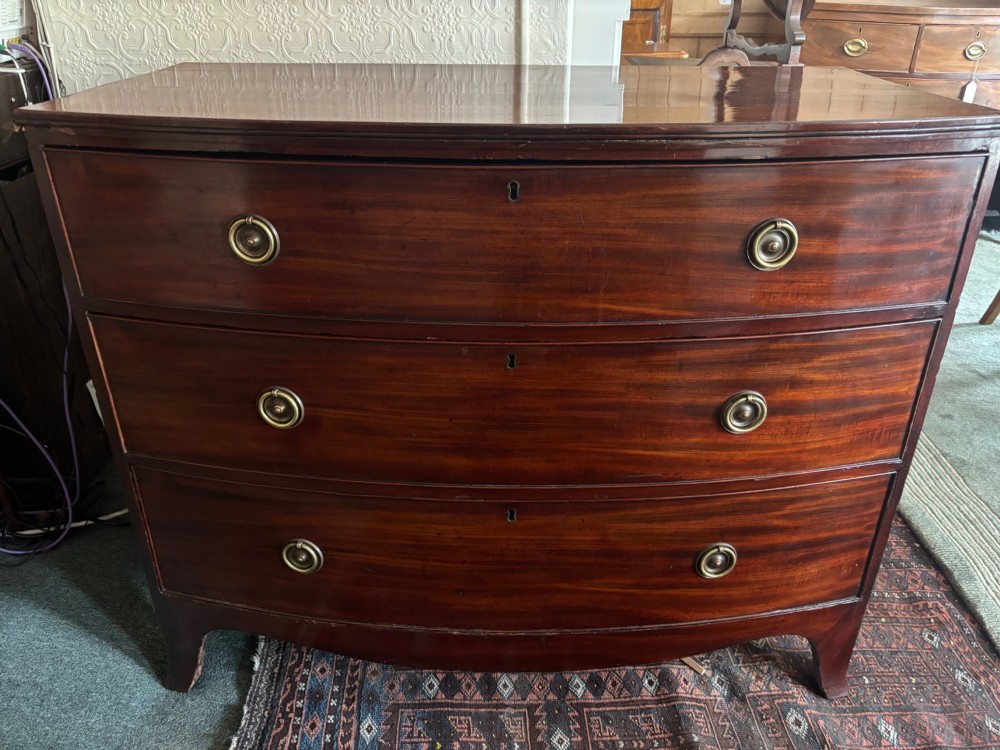 George III mahogany bow front chest of drawers