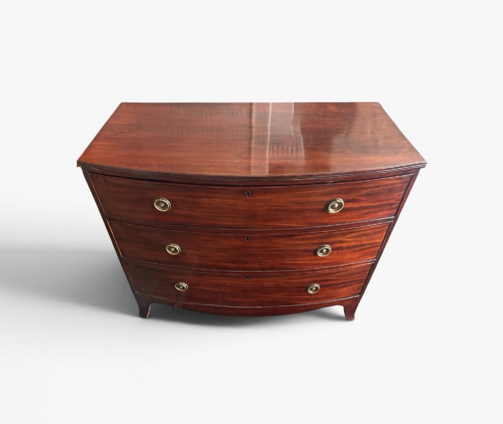 George III mahogany bow front chest of drawers View II