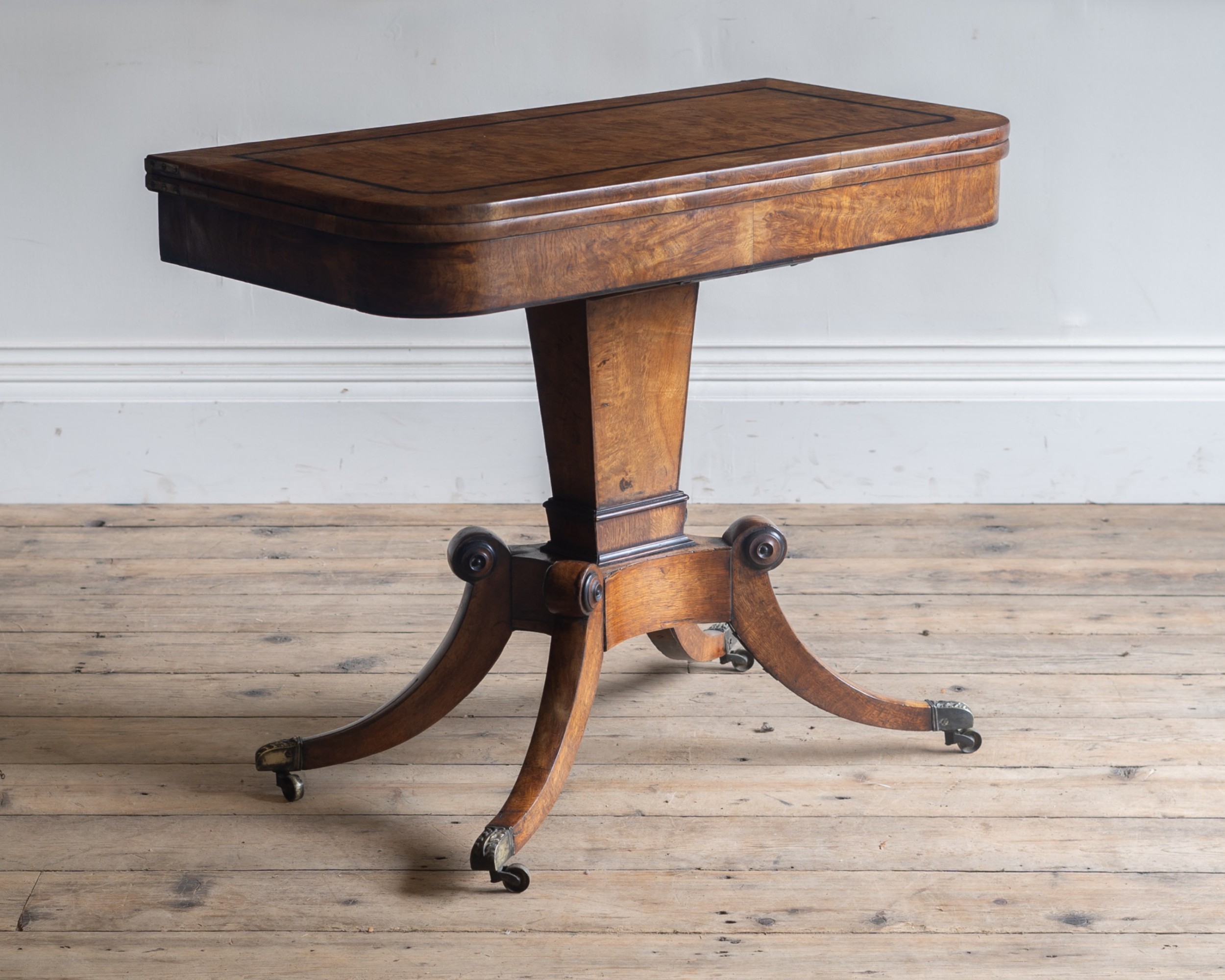 Oak Card Table A Regency Pollard Oak Card Table