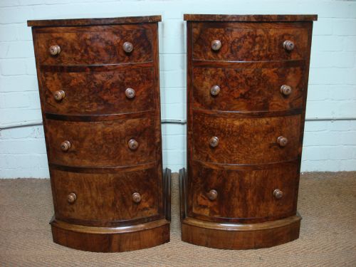 Pair of Victorian Burr Walnut Bedside Cupboards