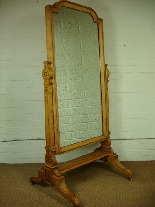 William IV Satin Birch Cheval Mirror