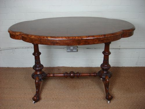 Victorian Inlaid Figured Walnut Table
