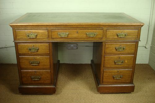 Victorian Oak Pedestal Desk