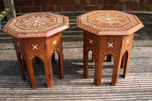 Near Pair of Indian Inlaid Tables