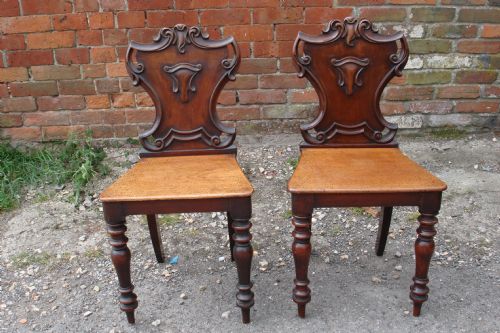 Pair of Mahogany Hall Chairs