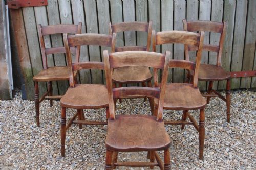 Set of Six Antique Kitchen Chairs