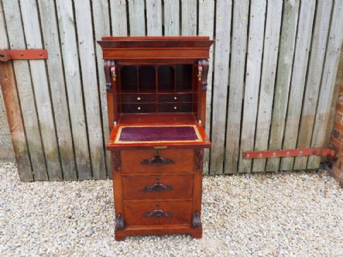 Victorian Mahogany Secretaire Wellington Chest