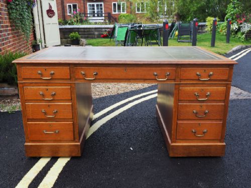 Edwardian Oak Pedestal Desk