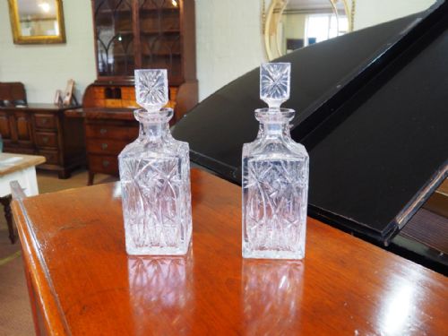 Pair of Cut Glass Decanters