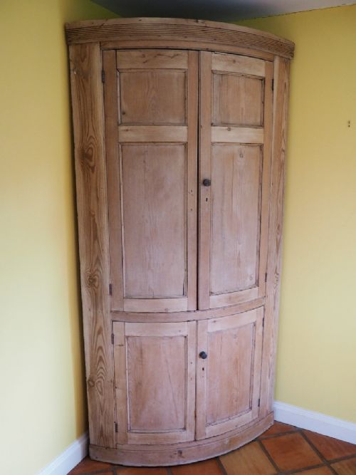 Bowfronted Pine Corner Cupboard