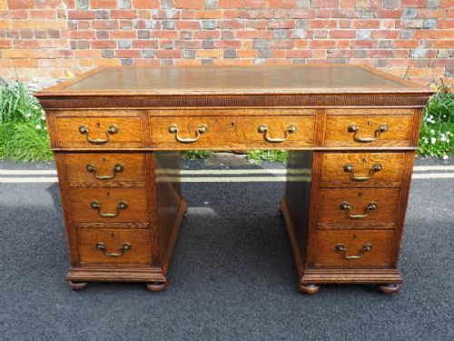 Victorian Oak Pedestal Desk