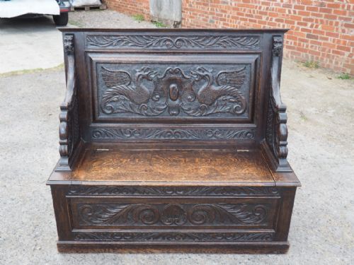 Victorian Oak Hall Bench