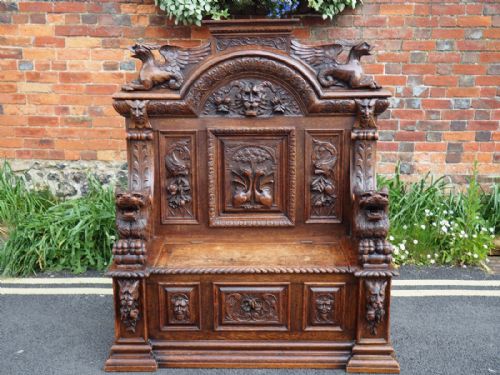 Victorian Oak Hall Bench