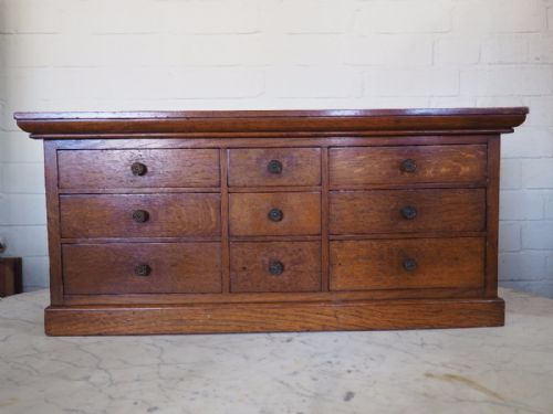 Small Oak Bank of Drawers