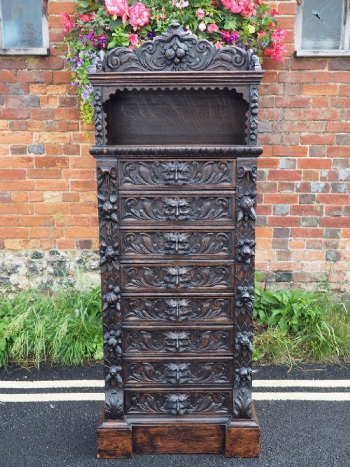 Carved Oak Wellington Chest