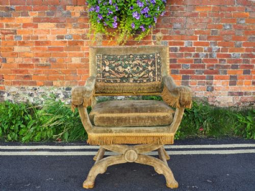 Velvet Covered Savonarola Chair