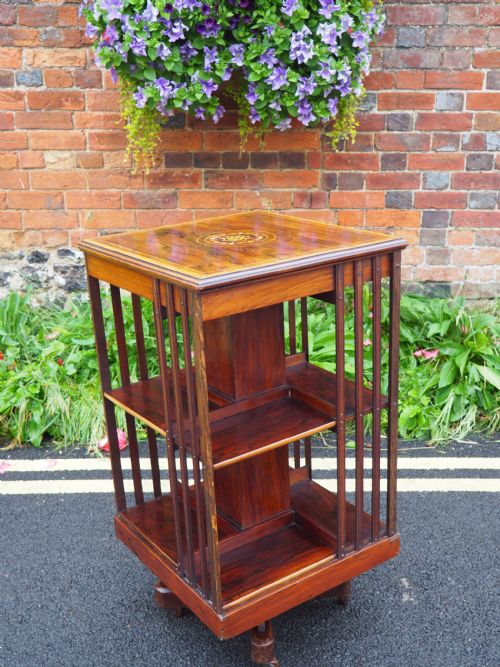 Victorian Inlaid Rosewood Revolving Bookcase