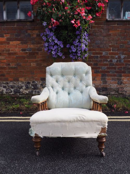 Victorian Walnut Open Armchair