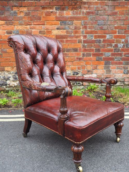 Victorian Leather Library Armchair