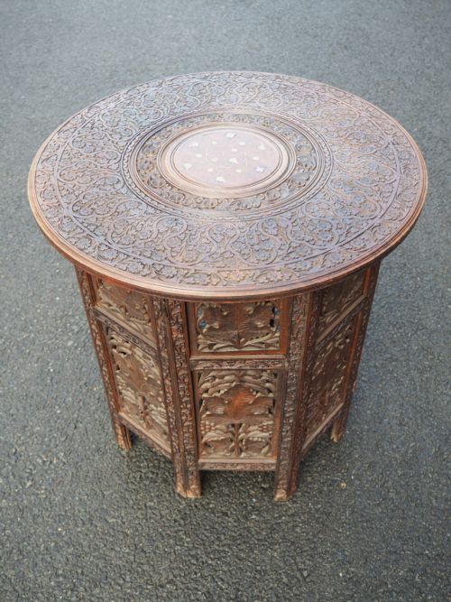 Indian Carved Rosewood Table