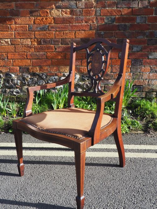 Small Inlaid Mahogany Armchair
