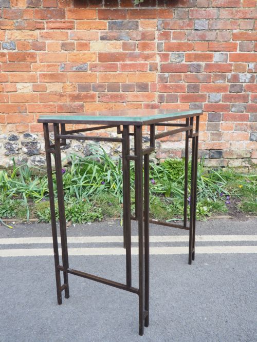 Art Deco Steel and Frosted Glass Table