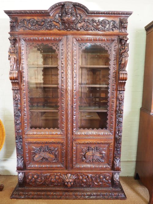 Carved Oak Cupboard/bookcase