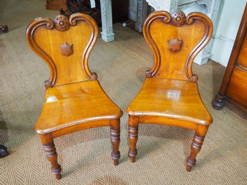 Pair of Oak Hall Chairs