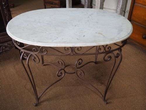 Wrought Iron and Marble Table