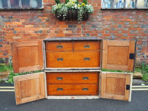 Teak Military Chest with Cases