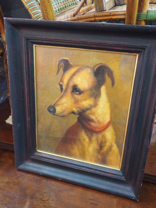 Oil on Board of a Lurcher