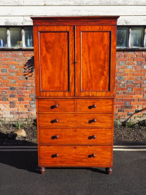 Early Victorian Mahogany Linen Press