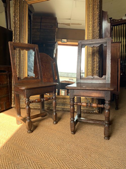 Pair of Oak Back Stools