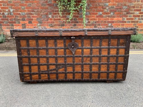 north indian steel bound trunk - CATEGORY: ANTIQUE CHESTS - DATED 1850