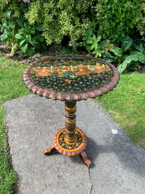 north indian painted pedestal table - CATEGORY: ANTIQUE TABLES - DATED 1920