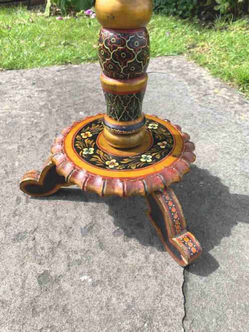 NORTH INDIAN PAINTED PEDESTAL TABLE - ADDITIONAL PHOTO 1