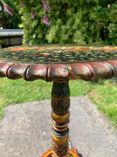 NORTH INDIAN PAINTED PEDESTAL TABLE - ADDITIONAL PHOTO 2