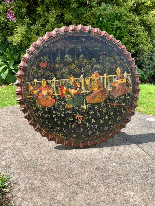 NORTH INDIAN PAINTED PEDESTAL TABLE - ADDITIONAL PHOTO 3