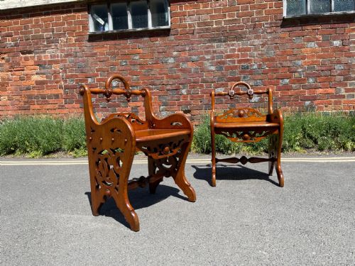 pair of oak hall chairs - CATEGORY: ANTIQUE CHAIRS - DATED 1850