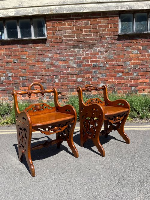 PAIR OF OAK HALL CHAIRS - ADDITIONAL PHOTO 1