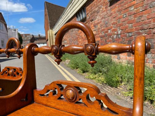 PAIR OF OAK HALL CHAIRS - ADDITIONAL PHOTO 7