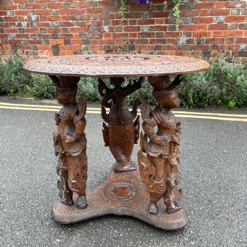 burmese carved teak table - CATEGORY: ANTIQUE TABLES - DATED 1890